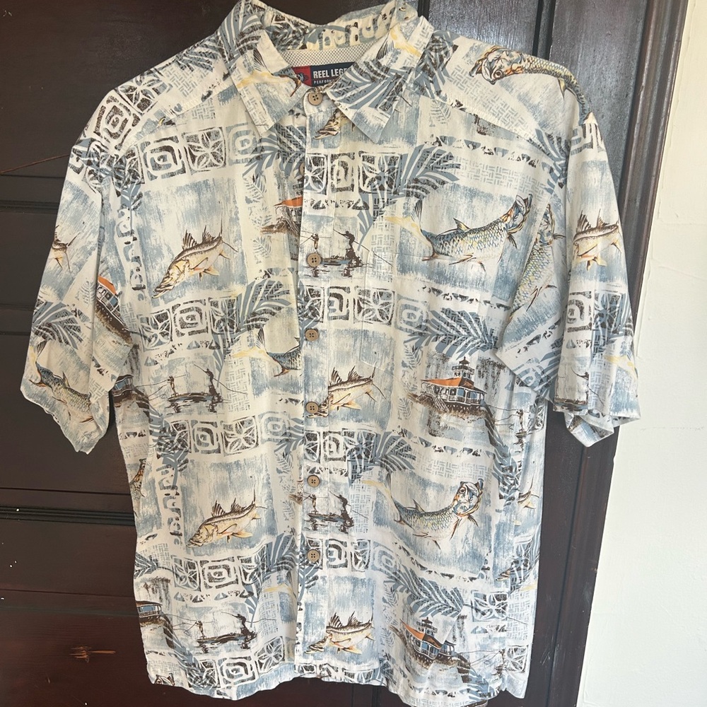 Reel Legends Blue Patterned Men's Shirt
